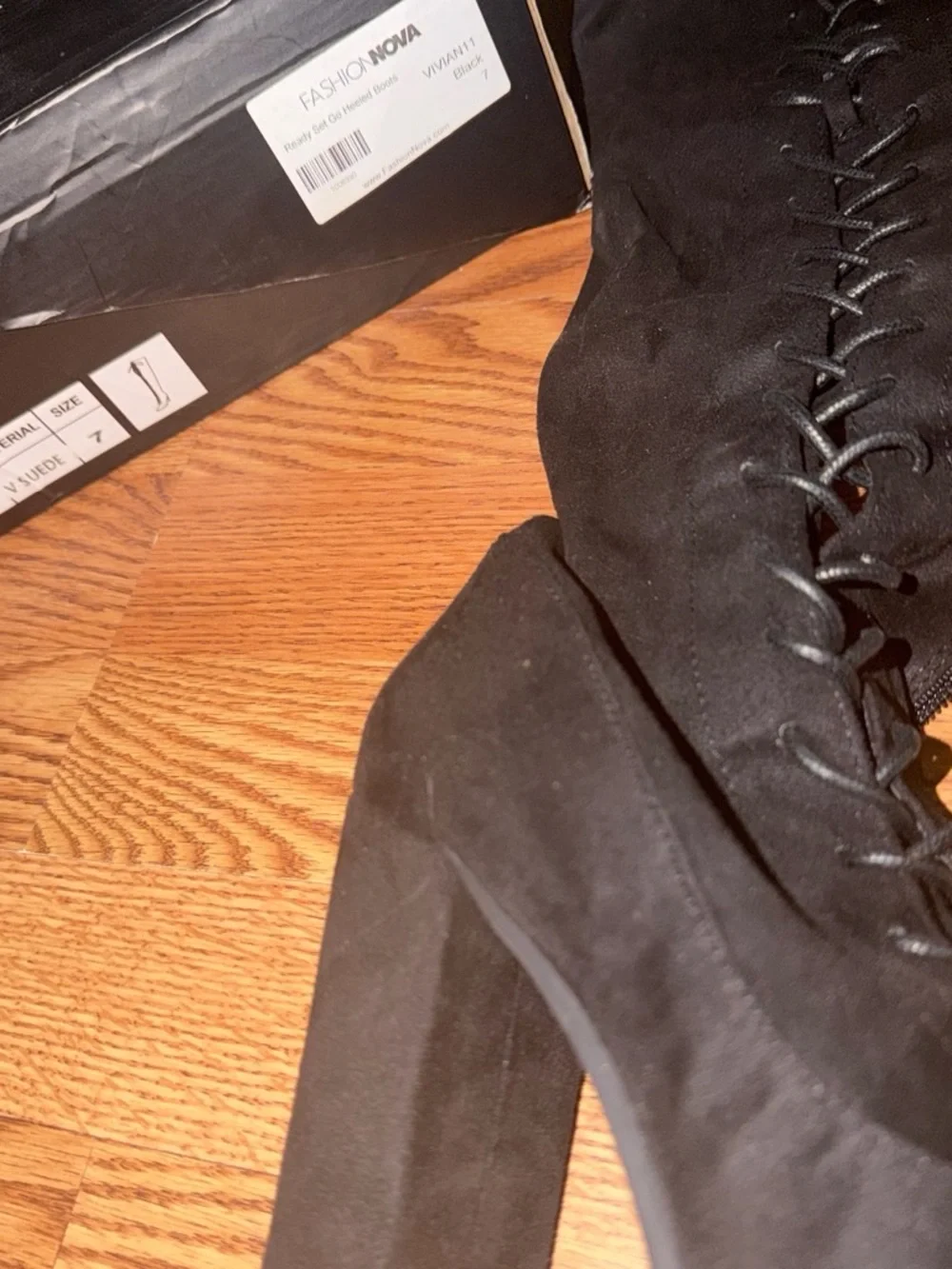 Women’s Black Lace-Up Platform Knee-High Boots